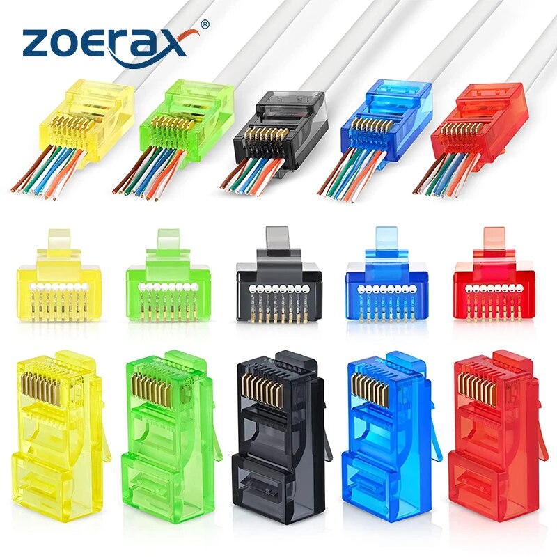 50 قطعة RJ45 Cat6 تمر عبر المو - مراجعة Rj45 Jack وسعره